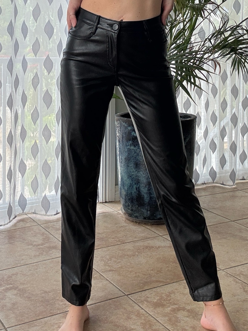 Dollhouse Black Faux Leather Straight-Leg Pants